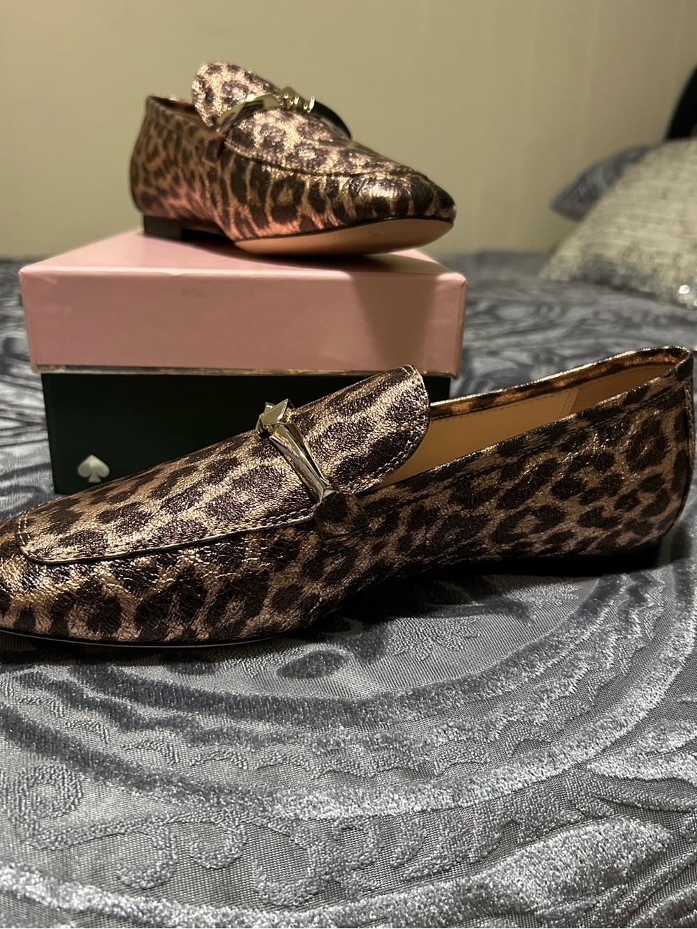 kate spade Metallic Leopard Print Loafers - Gold and Black - Picture 7 of 7